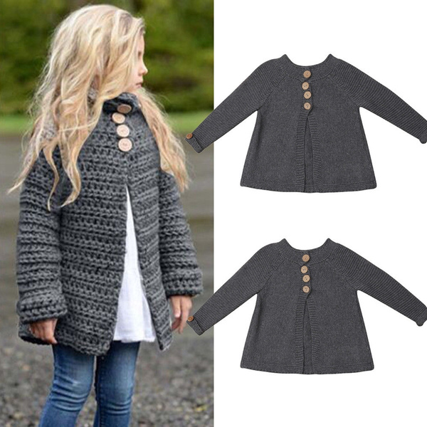 Toddler Kids Baby Boy Girl Knitted Sweater Cardigan Coat Long Sleeve Top Outwear 