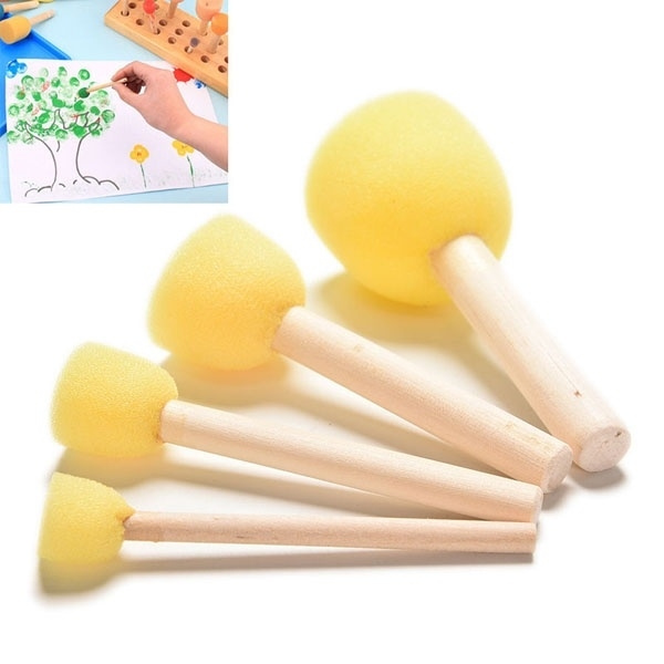 4PCs Sponge Pen Stencils Kids Stippler Dabber Painting Drawing Brushes ...