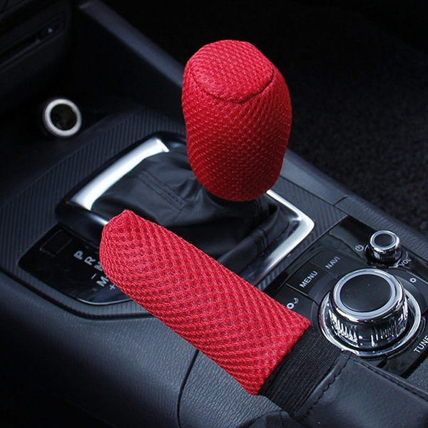 Yctze Gearshift Cover Leather ABS Gearshift Dustproof Collars Handbrake Leather Cover Car Gear Shift Cover Set Accessories Fit for Corsa C 00-06