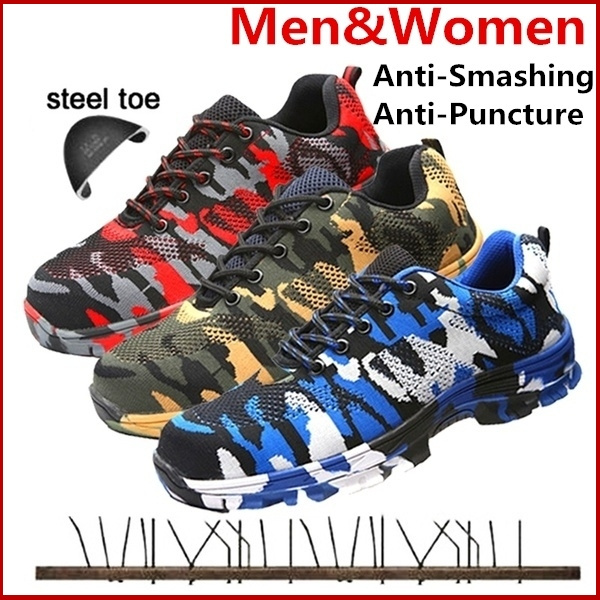 blue camo steel toe shoes