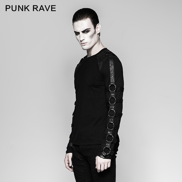 Black Gothic Punk Metal Long Sleeve T-Shirt for Women