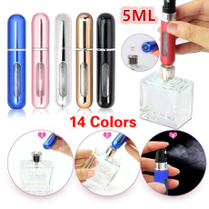 (14 Colors) The Latest 5ml Portable Mini Aluminum Fillable Perfume Bottle with Spray Empty Cosmetic Container with Atomizer