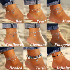 Turtle, Summer, Anklets, Chain