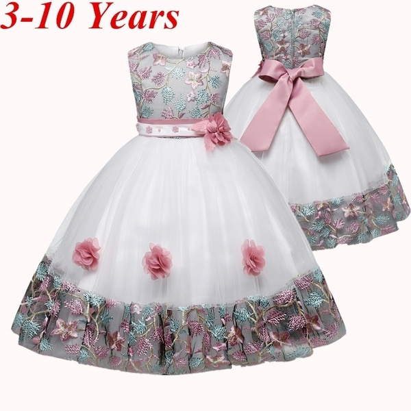 Spring Girls Pink Tulle Sleeveless Flower Princess Dress Wedding Flower ...