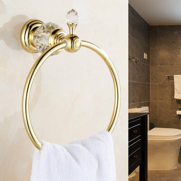 Luxury Crystal Brass Gold Towel Ring Towel Holder Towel Bar