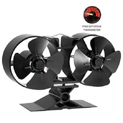 CRSURE Fireplaces Stove Fan Double Motor 8 Blade Heat Powered