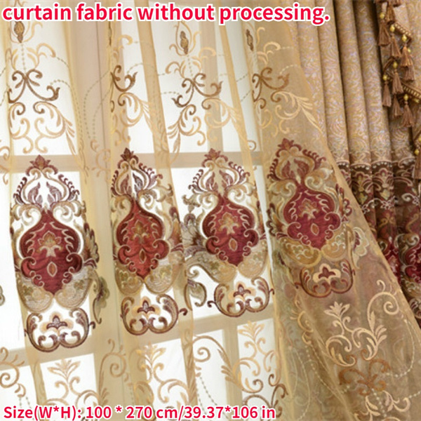 European Embroidery Floral Fabric Curtain Pelmets Net Guipure Lace Window Screen 