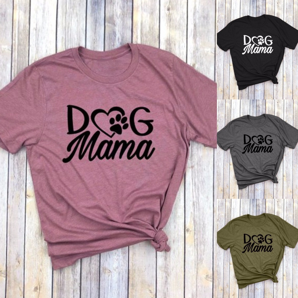 Dog Mom Tshirts Women Funny Dog Paw Printed Shirts Dog Lover Shirt Cute Short Sleeve Mom Shirt