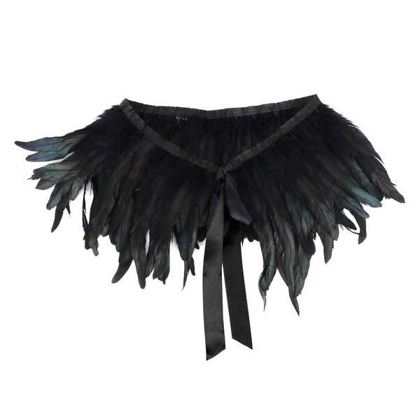 black feather shrug