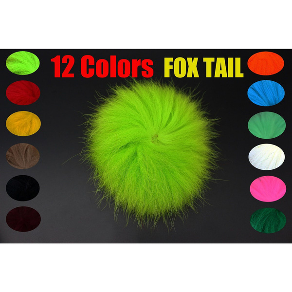 12 Colors Natural Fox Tail Hair Arctic Fox Polar Tail Salmon Trout