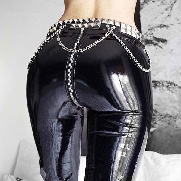 S-XL New Fashion Sexy Women Leather Pants Zipper Skinny PU