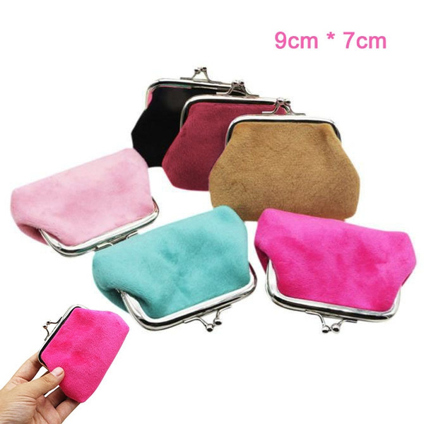 Mini Flannel Hasp Wallet Purse Plush Coins Pocket Clutch Bag Cute Coin