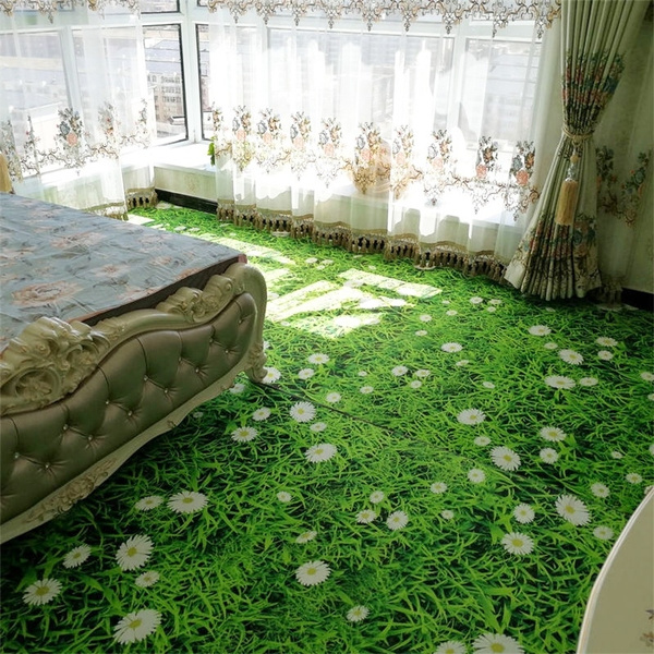 3D Printed Green Flower Road Large Carpet Rug Living Room Bedroom