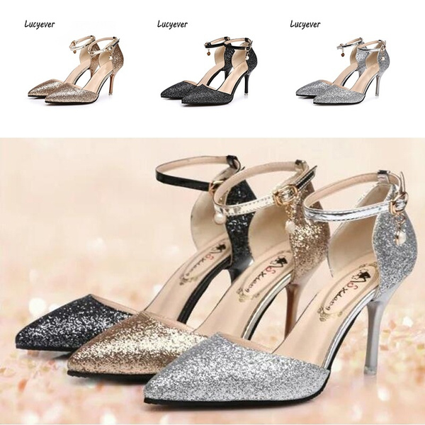 Wedding Shoes Woman Glod Sliver Black 