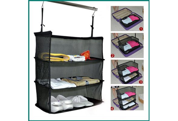 3 Layers Portable Travel Storage Bag, Packable Travel Shelving