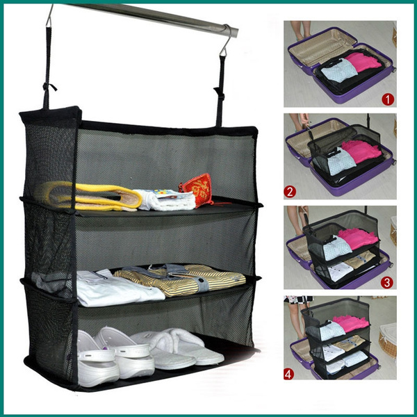 Travel bag with online shelves