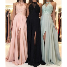 party, Lace, Halter, solid