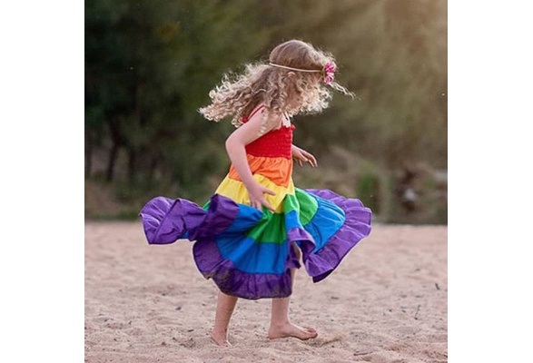 rainbow pageant dress