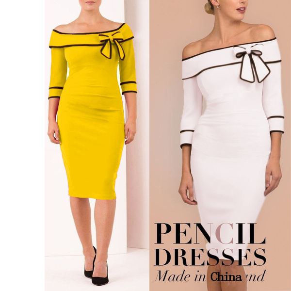 off shoulder pencil dress