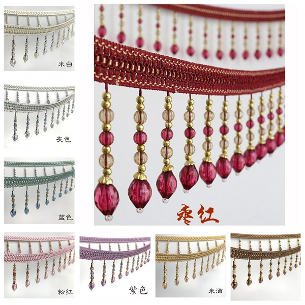 9 Colors Tassel Fringe Trim Crystal, Red Curtain Ribbon Trim