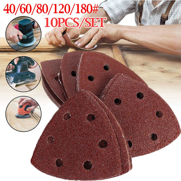 10pcs 90mm Mix Sanding Sheet 40 60 80 120 180 Grit Sandpaper Kit 6 Holes Stainless Steel
