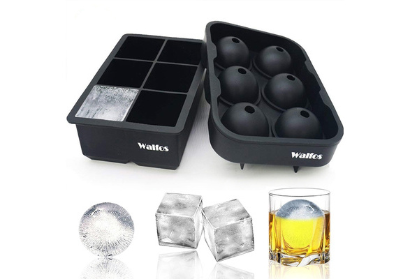 WALFOS Large Size 6 Cell Ice Ball Mold Silicone Ice Cube Trays Whiskey Ice  Ball Maker 6 Silicone Molds Maker For Party Bar