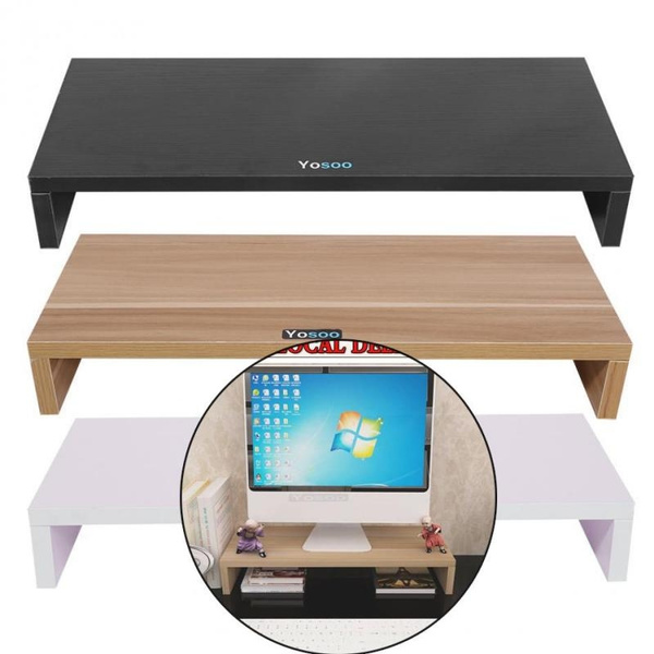 Details about   2-Tier Wood Computer Desk Workstation Monitor Riser Desktop Monitor Laptop Stand 