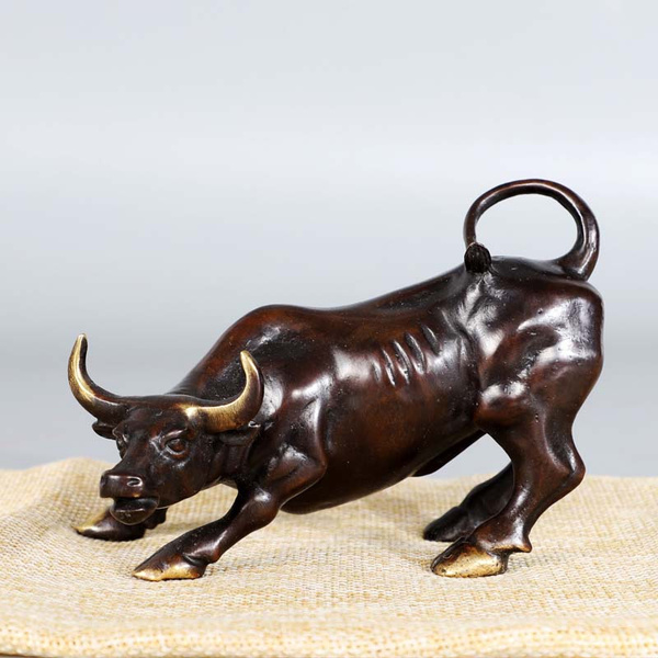 Feng Shui Brass Bull Cow Ox Statue Figurine 
