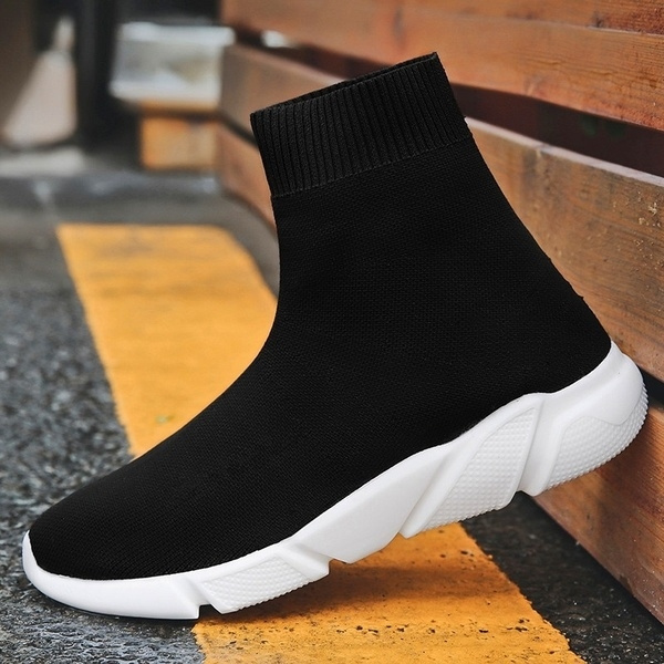 Women Boots Women Casual Sport High Top Socks Shoes Fashion Black Soft  Running Sneakers Boots