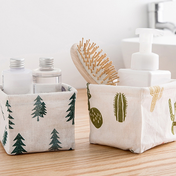 Container Organizer Canvas Storage Bin Table Closet Nordic Style Fabric