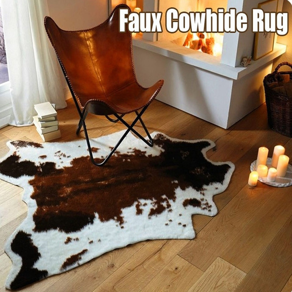 Soft Faux Cowhide Rug Cow Print, Brown Cowhide Rug Living Room