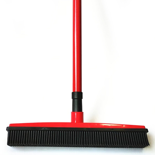 Pet Hair Removal Broom with Long Push Bristles Sweeper Squeegee Scratch for Pet Cat Dog Hair Windows Clean 