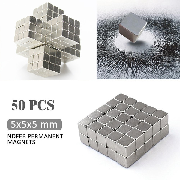 50Pcs 5x5x5mm Neodymium Cube Diy 5mm N35 Permanent NdFeB