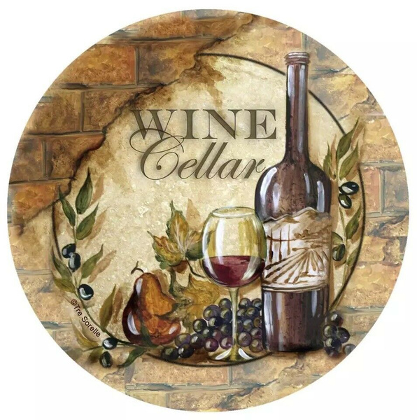 Coffee & Wine Bar Round Metal Wall Sign