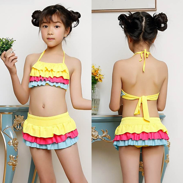 3 10y Fashion Kids Girls Swimwear Children Swimsuit Child Bikini Set Swimwear Bathing Beach Suit Wish