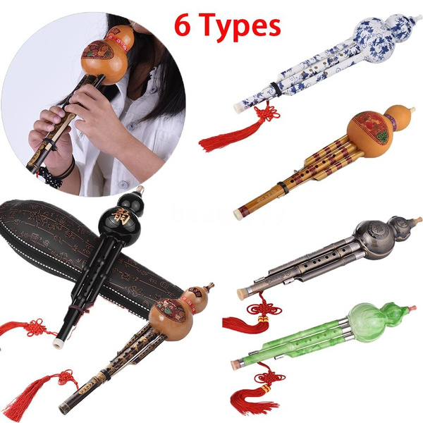 MagiDeal Chinese Handmade Hulusi Black Bamboo Gourd Cucurbit Flute Ethnic Instrument Key C for Beginners