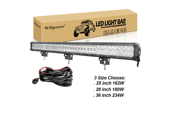 Willpower Led Light Bar25inch 162W /28inch 180W /36inch 234W Offroad  Driving Work Light Bar Truck 4WD ATV Car you can choose Wire Harness Cable  Kit or not