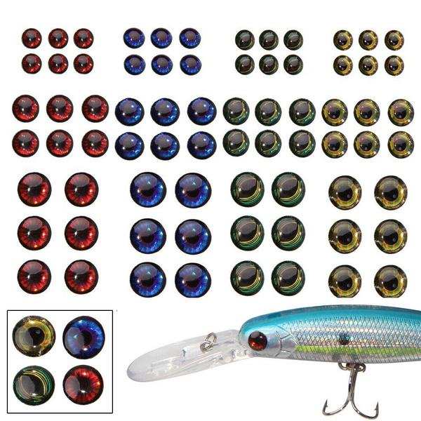 720Pcs/10Packs 5D Fishing Lure Eyes 4Color Holographic Eyes Fly