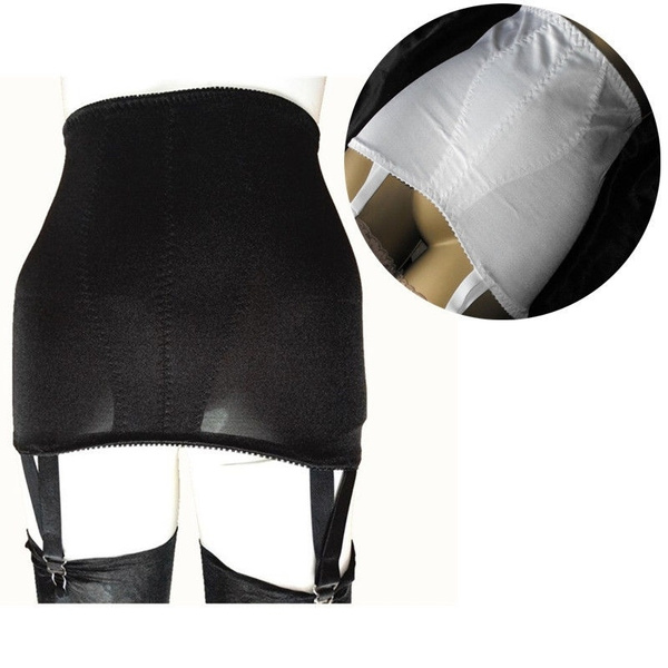 Women Vintage Garter Belt Floral Edge Girdle Skirt 4 Straps Suspender Belt  S-2XL