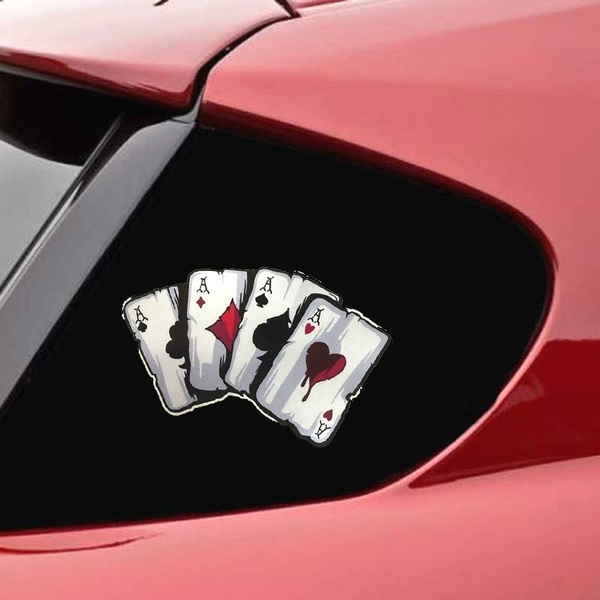 15CM 9CM Cartoon Poker Vinyl Reflective Car Window Sticker Waterproof Car Stickers Personalized Cool Stickers