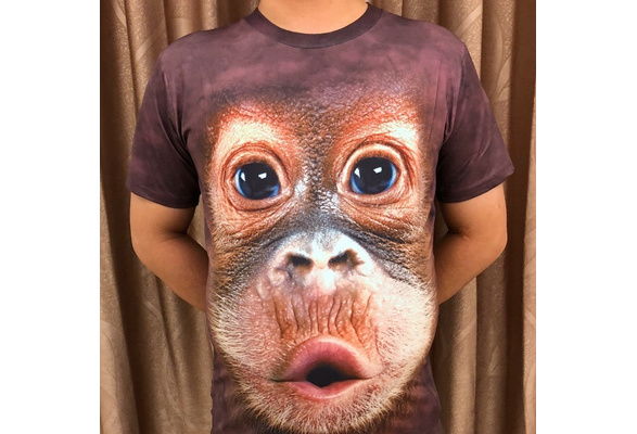 3D Gorilla Monkey Printed Tee Cotton Mens T-Shirts Short Sleeve Tops Shirts