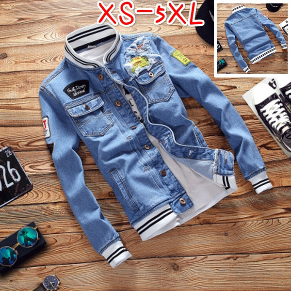 Primavera y otoño Chaqueta vaquera para hombre Chaqueta suelta Chaqueta  casual para estudiantes Tallas grandes Ropa para hombre Tops (XS-5XL) | Wish