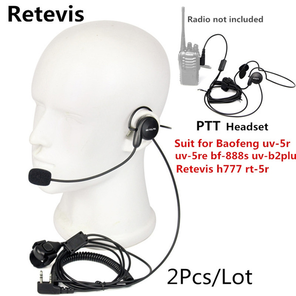 2 PIN PTT Mic Headphone Headset RETEVIS for KENWOOD RETEVIS BAOFENG UV5R 888S