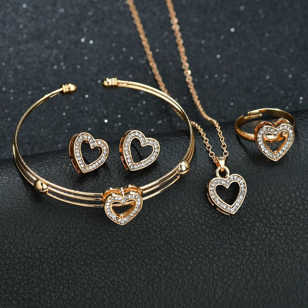 3A Cz Heart Powder Gem Sterling Silver Necklace Earring Ring Set -  DANS0014-Z. Free Shipping, Easy 30 Days Returns and Exchange, 6 Month  Plating Warranty.