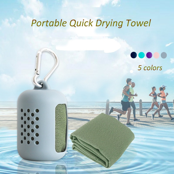 Foldable Mini Towel Portable Hiking Camping Quick Dry Towel With Silicon Case 