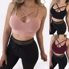 New Fashion Women  Bra Solid Color Crop Top Casual Sleeveless Tops Fashion Sport Wear