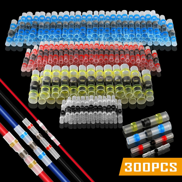 300PCS_Waterproof Solder Wire Connectors & Heat Shrink Butt Crimp Connectors 