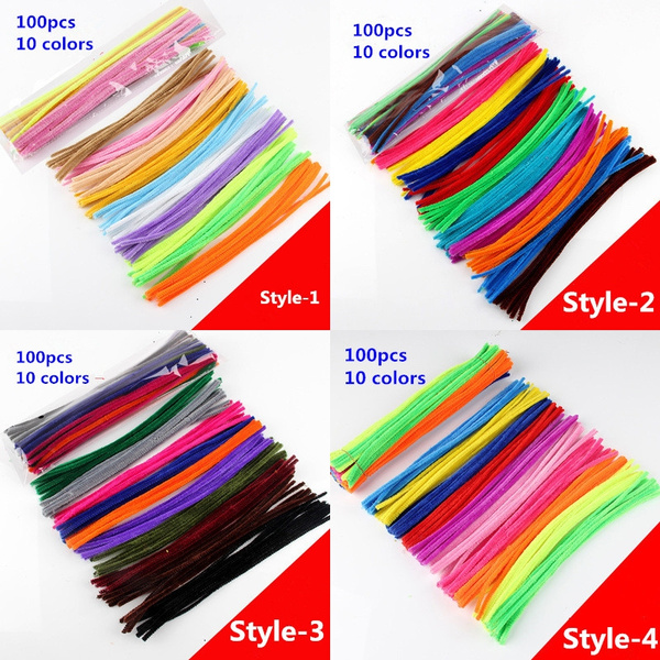 Chenille Stems Pipe Cleaners Colorful Kids Toy Material Craft Accessories  100Pcs