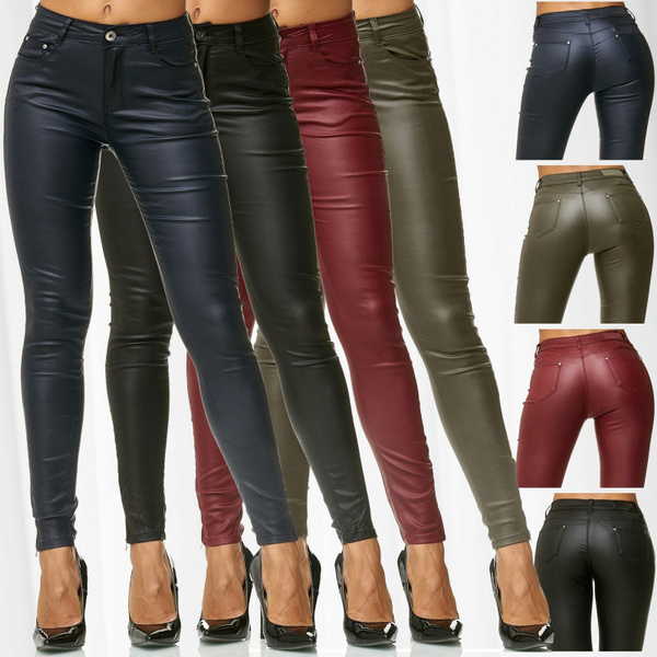 ladies leather look trousers