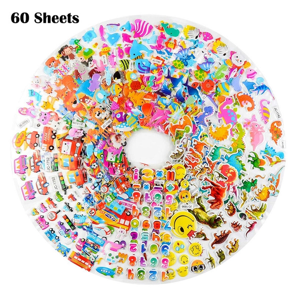 60 Sheets 1500 Style Puffy Stickers for Kids and Toddlers Packs